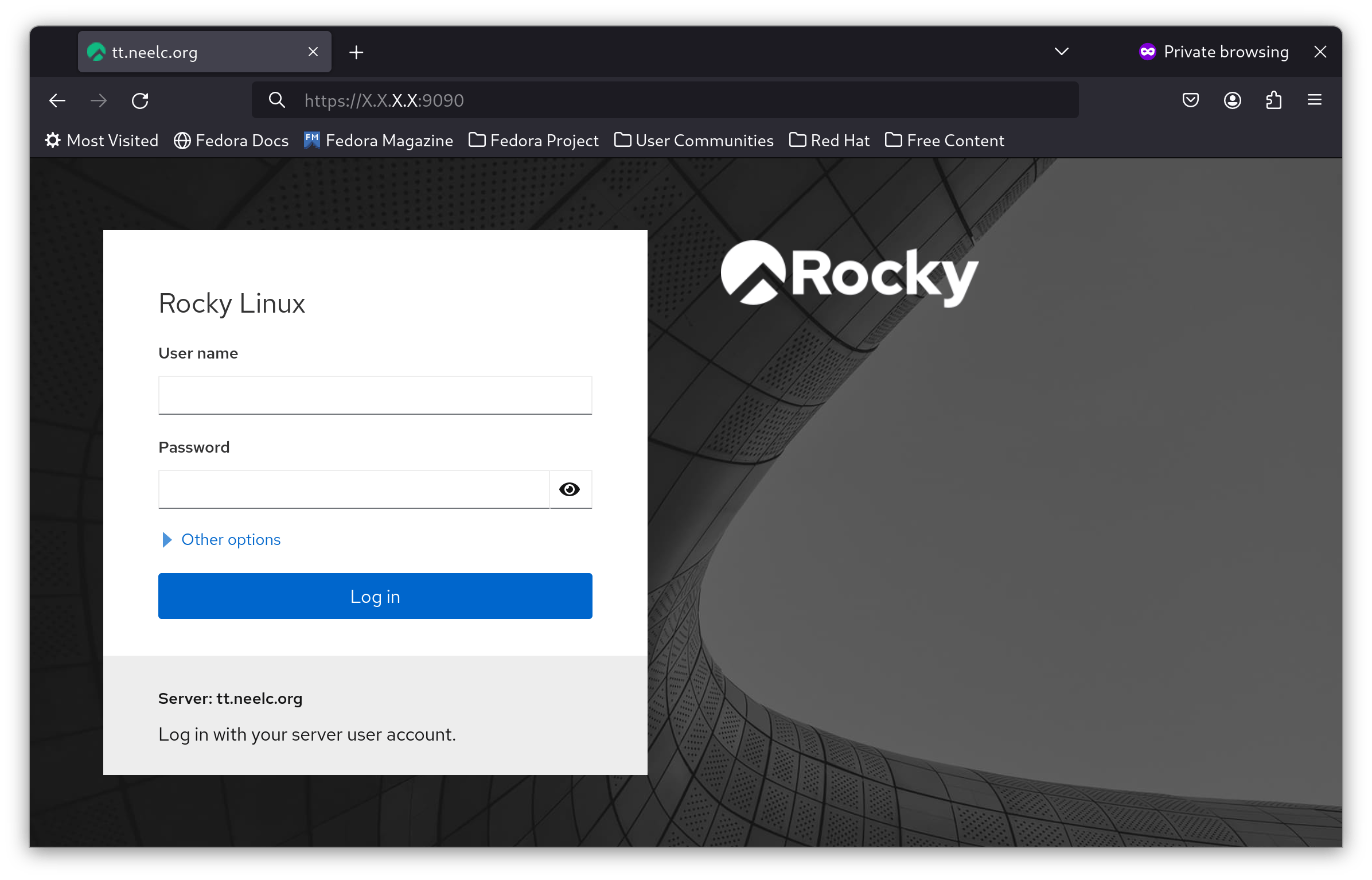 Cockpit login screen