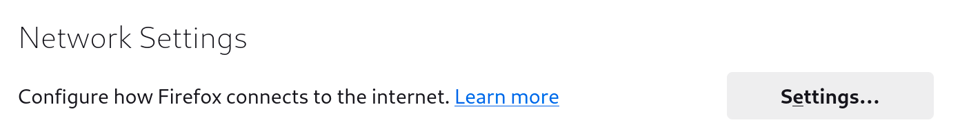 Firefox Network Settings section